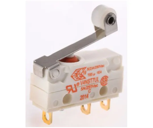 63-7567-15 SPDT-NO/NC Roller Lever Microswitch, 5 A @ 250 V ac V4NST7YRUL