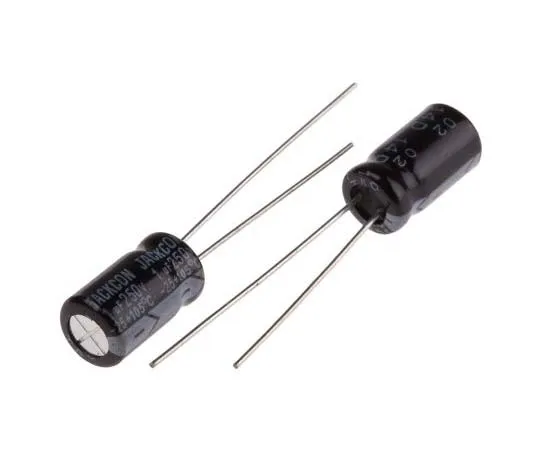 63-7738-09　RS PRO 1μF 250V dc Aluminium Electrolytic Capacitor, Through Hole 6.3 (Dia.) x 11mm +105°C 6.3mm 2.5mm 11mm　170-1302