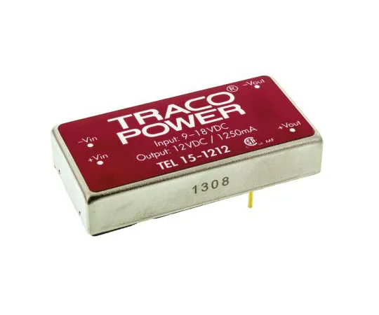 63-7599-98 TRACOPOWER TEL 15 15W Isolated DC-DC Converter Through Hole, Voltage in 9 → 18 V dc, Voltage out 12V dc TEL 15-1212