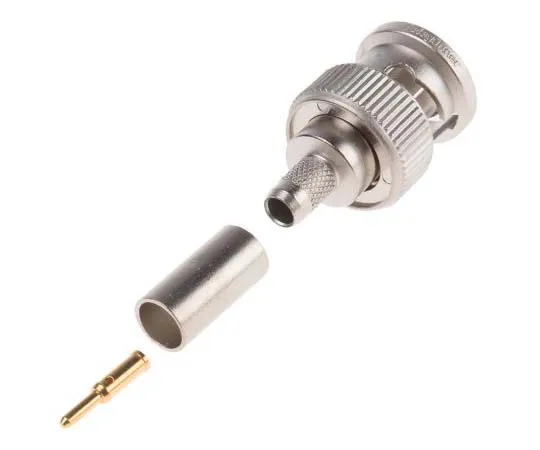 63-7741-66　Telegartner Straight 75Ω Cable Mount BNC Connector, Plug, Nickel, Crimp Termination, 0.6/2.8-4.7　J01002A0030