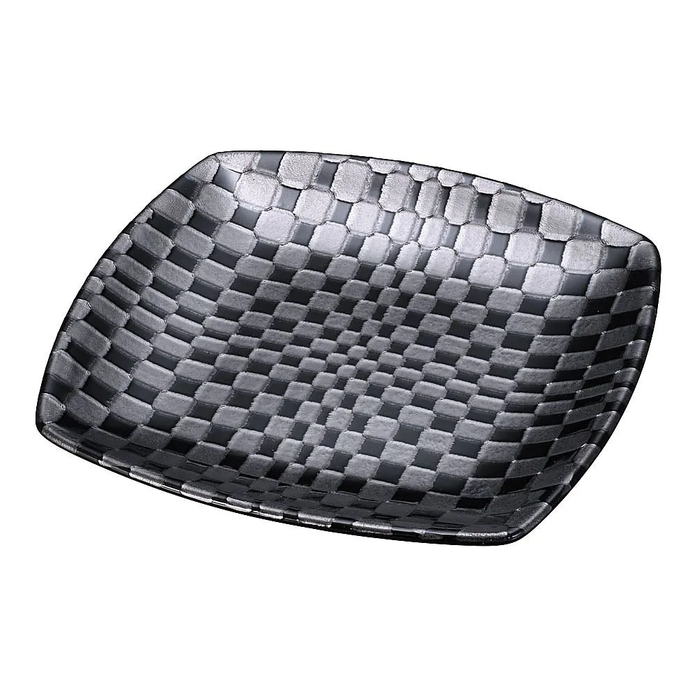 62-6841-78 Ichimatsu Black Square Small Plate T03-125