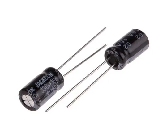 63-7736-32　RS PRO 330μF 10V dc Aluminium Electrolytic Capacitor, Through Hole 6.3 (Dia.) x 11mm +105°C 6.3mm 2.5mm 11mm　711-0810