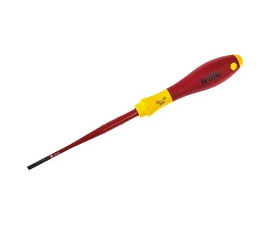 63-7724-16 Wiha Tools, VDE 1000V Approved Slotted Insulated Screwdriver 3.5 mm Tip 100 mm Chrome Vanadium Molybdenum Steel 35446