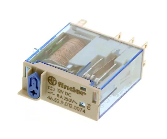 63-7615-83 Finder46 Series DPDT Non-Latching Relay PCB Mount, 12V dc Coil, 8A 46.52.9.012.0074