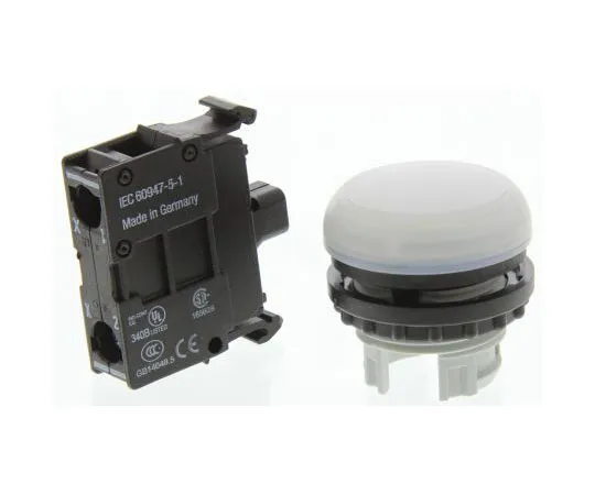 63-7555-01 Eaton M22 Series, White Pilot Light Head, 22.5mm Cutout 78639225 & M22-L-W+M22-A+M22-LED230-W