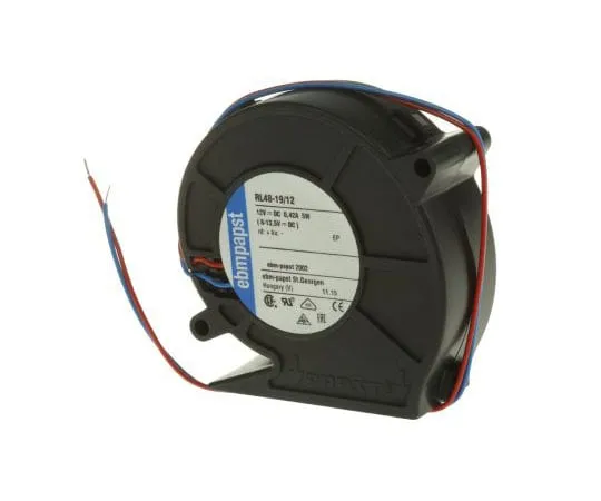 63-7565-54 ebm-papst Centrifugal Fan 75.5 x 75.2 x 27mm, 28m³/h, 12 V dc DC (RL48 Series) RL48-19/12