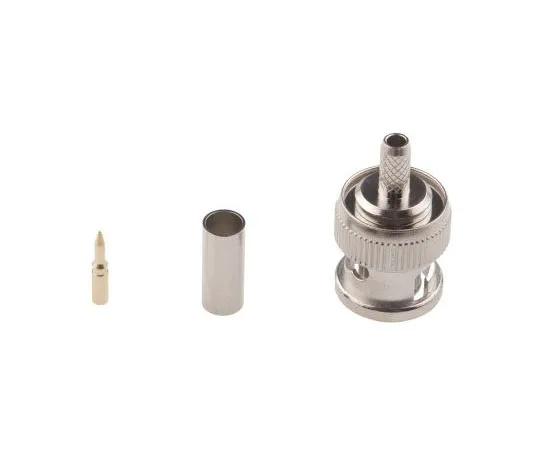 63-7627-28 RS Pro Straight 75Ω Cable Mount BNC Connector, Plug, Nickel, Crimp Termination, BT 3002 546-3686