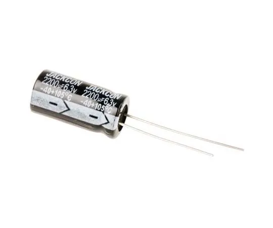63-7736-25　RS PRO 2200μF 6.3V dc Aluminium Electrolytic Capacitor, Through Hole 10 (Dia.) x 20mm +105°C 10mm 5mm 20mm　170-1150