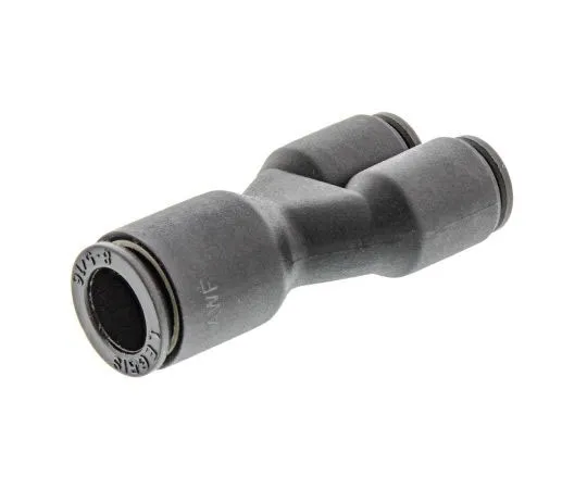 63-7640-74 Legris 3140 Pneumatic Y Tube-to-Tube Adapter, Push In 6 mm x Push In 6 mm x Push In 8 mm 3140 06 08