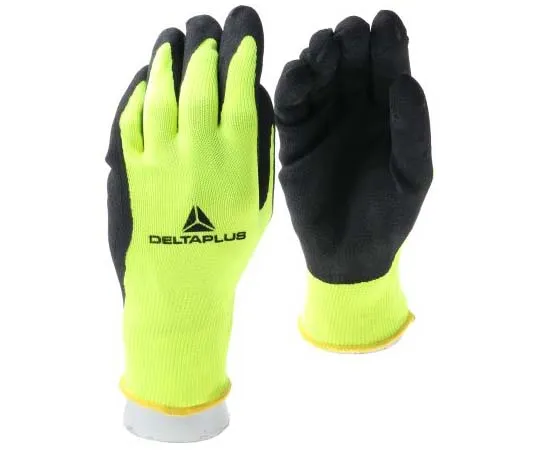 63-7715-80　Delta Plus Polyester Latex-Coated General Purpose Gloves, size 7, Yellow　VV73307