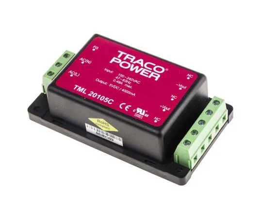63-7725-73 TRACOPOWER 20W 1 Output Embedded Switch Mode Power Supply SMPS, 4A, 5V dc Encapsulated TML 20105C