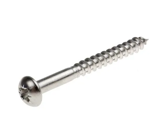 63-7576-02 Pozidriv Round Stainless Steel Wood Screw, A2 304, 4mm Thread, 40mm Length 483-3236
