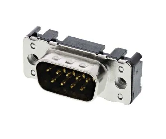 63-7701-13 Harting 9 Way Through Hole PCB D-sub Connector Plug, 2.74mm Pitch, with 4-40 UNC Threaded Inserts, Boardlocks 9651616712