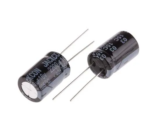 63-7736-58　RS PRO 2200μF 16V dc Aluminium Electrolytic Capacitor, Through Hole 13 (Dia.) x 21mm +105°C 13mm 5mm 21mm　170-1179