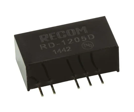 63-7673-60 Recom RD 2W Isolated DC-DC Converter Through Hole, Voltage in 10.8 → 13.2 V dc, Voltage out ±5V dc RD-1205D