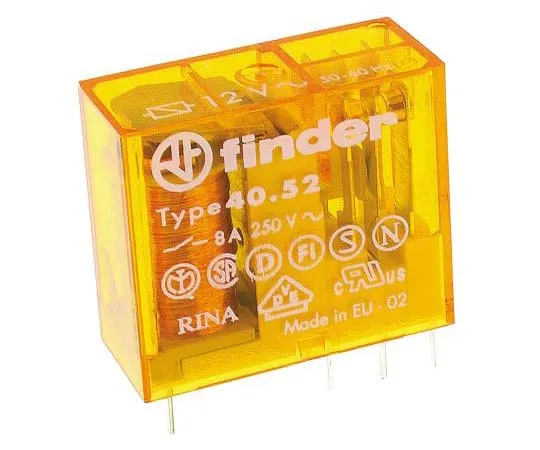 63-7730-47 Finder40 Series DPDT Non-Latching Relay PCB Mount, 12V ac Coil, 8A 40.52.8.012.0000