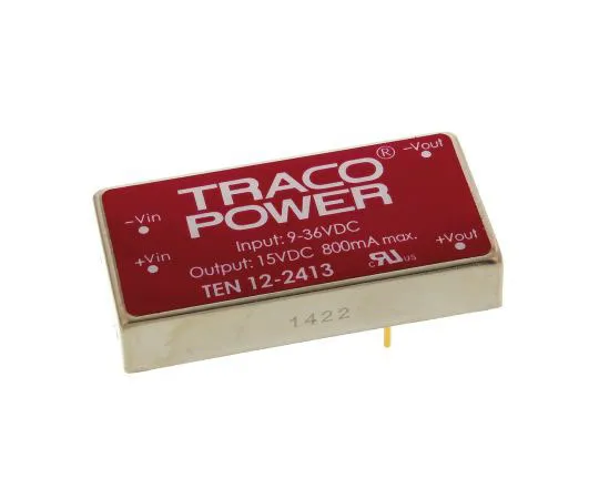 63-7562-71 TRACOPOWER TEN 12 12W Isolated DC-DC Converter Through Hole, Voltage in 9 → 36 V dc, Voltage out 15V dc TEN 12-2413