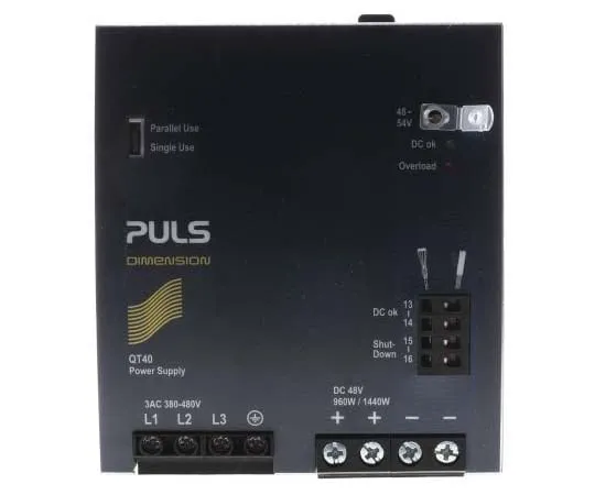 63-7738-81 PULS, DIMENSION Q DIN Rail Panel Mount Power Supply, 48V dc Output Voltage, 20A output current QT40.481