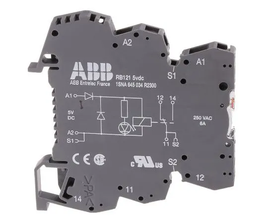 63-7669-28 ABB R600 Series 5V dc DIN Rail Interface Relay Module, SPDT 1SNA645034R2300  RB121P-5VDC
