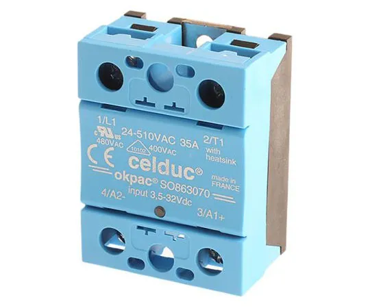 63-7591-31 Celduc 40 A Solid State Relay, Zero Crossing, Chassis Mount, Triac, 510 V rms Maximum Load SO863070