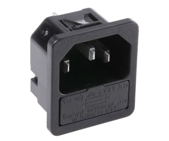 63-7620-46 Schurter C14 Snap-In IEC Plug Male, 10A, 250 V ac 6200.431