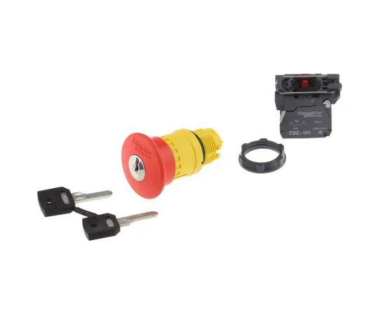 63-7632-94 Schneider Electric Harmony, Red, Key Reset 40mm Mushroom Head Emergency Button XB5AS9445