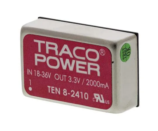 63-7724-74 TRACOPOWER TEN 8 8W Isolated DC-DC Converter Through Hole, Voltage in 18 → 36 V dc, Voltage out 3.3V dc TEN 8-2410