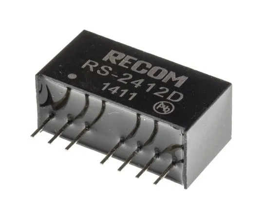 63-7568-33 Recom RS 2W Isolated DC-DC Converter Through Hole, Voltage in 18 → 36 V dc, Voltage out ±12V dc RS-2412D