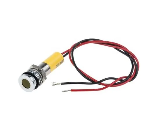 63-7708-88 RS PRO Yellow Indicator, 220 V ac, 8mm Mounting Hole Size, Lead Wires Termination, IP67 700-1940