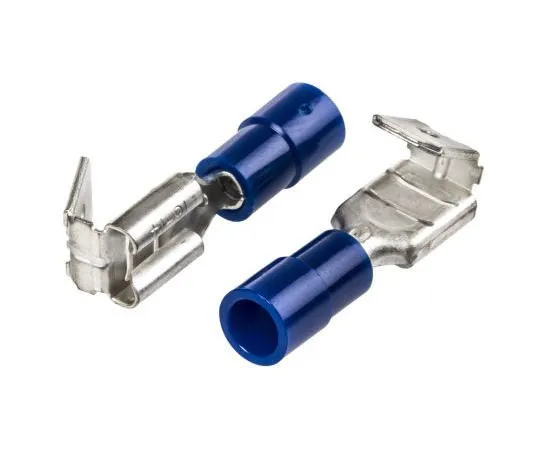 63-7636-71 RS PRO Insulated Crimp Piggyback Terminal, 6.35 x 0.8mm, 1.5mm² to 2.5mm², 16AWG to 14AWG, Blue 613-9895