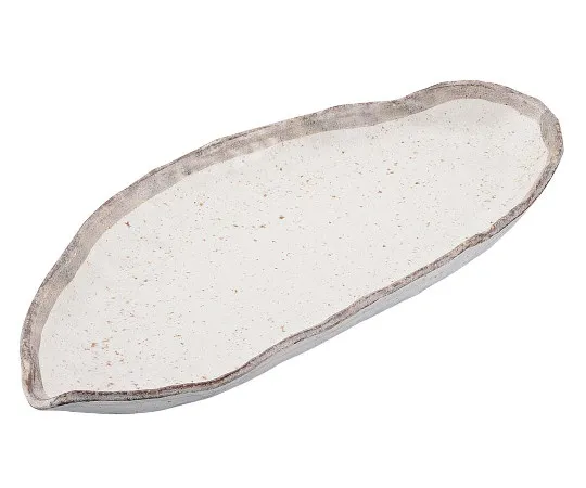 63-7196-45 Japanese Crockery Collection Shino Powdered Irregular Long Dish 8181330