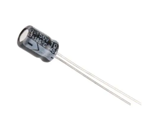 63-7727-38 RS PRO 10μF 50V dc Aluminium Electrolytic Capacitor, Through Hole 5 (Dia.) x 7mm +105°C 5mm 2mm 7mm 170-1049