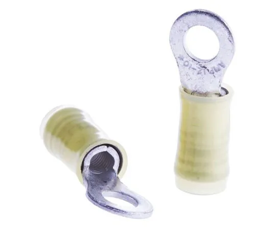 63-7557-49 TE Connectivity PIDG Series Insulated Crimp Ring Terminal, M5 Stud Size, 2.6mm² to 6.6mm² Wire Size, Yellow 36161