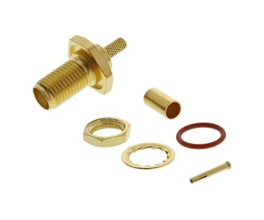 63-7742-13 Telegartner Straight 50Ω Panel Mount Bulkhead Fitting SMA Bulkhead, Crimp Termination RG174/U, RG188 A/U, RG316/U J01151A0541
