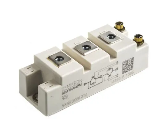 63-7694-10 Semikron SKM75GB12T4 , SEMITRANS2 , N-Channel Dual Half Bridge IGBT Module, 115 A max, 1200 V, Panel Mount SKM75GB12T4