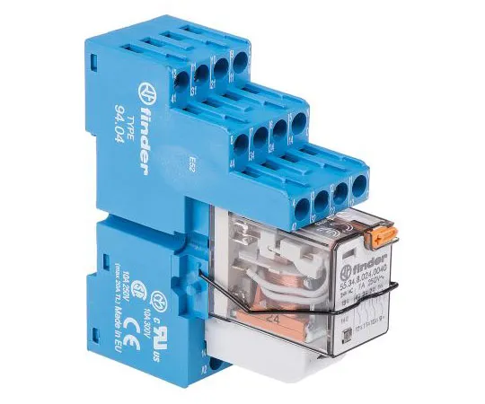 63-7646-16 Finder 24V ac DIN Rail Interface Relay Module, 4PDT 58.34.8.024.0060SMA