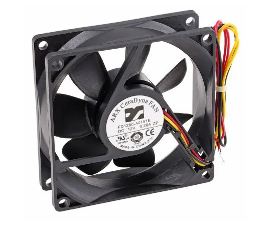 63-7584-02 ARX CeraDyna Series Axial Fan, 80 x 80 x 25.4mm, 67.5m³/h, 2.88W, 12 V dc FD1280-A0151E3AL