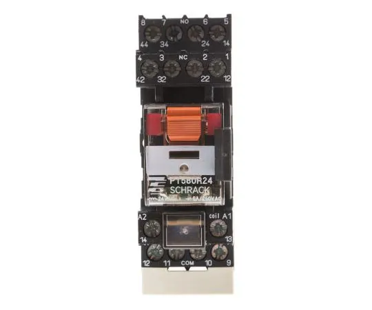 63-7586-72 TE ConnectivityPT 4PDT Non-Latching Relay DIN Rail, 24V ac Coil, 6A PT5S8RC4 3-1415075-1