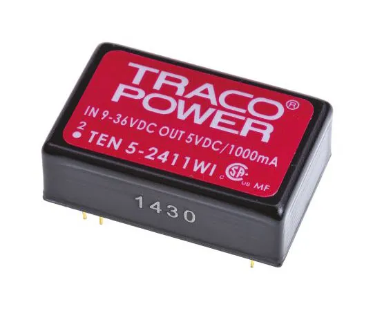 63-7620-69 TRACOPOWER TEN 5WI 6W Isolated DC-DC Converter Through Hole, Voltage in 9 → 36 V dc, Voltage out 5V dc TEN 5-2411WI