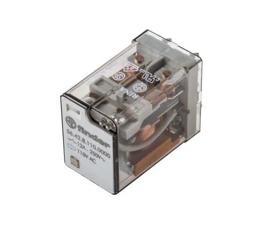 63-7730-50 Finder56 Series DPDT Non-Latching Relay PCB Mount, 110V ac Coil, 12A 56.42.8.110.0000
