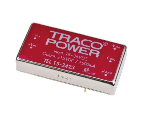 63-7600-14 TRACOPOWER TEL 15 15W Isolated DC-DC Converter Through Hole, Voltage in 18 → 36 V dc, Voltage out ±15V dc TEL 15-2423