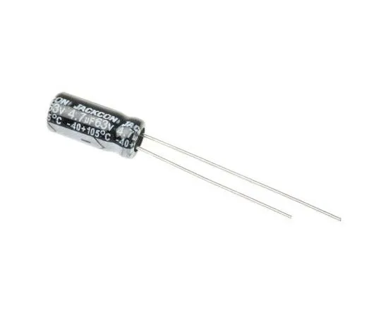 63-7737-67　RS PRO 4.7μF 63V dc Aluminium Electrolytic Capacitor, Through Hole 5 (Dia.) x 11mm +105°C 5mm 2mm 11mm　711-1560