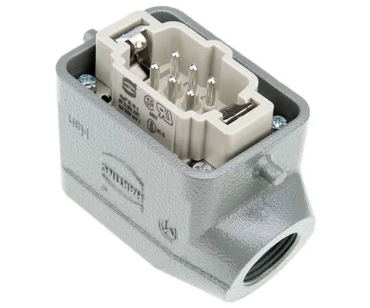 63-7584-15 Han E Series 6 Way Male 16A Connector Kit, includes Hood, Insert 09330062601+19300061540