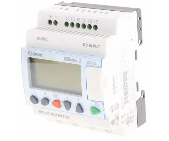 63-7637-01 Crouzet Millenium 3 Logic Module, 24 V dc Relay, 6 x Input, 4 x Output With Display 88970141