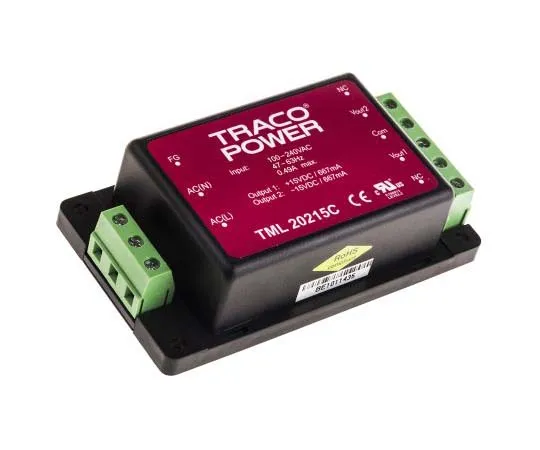 63-7725-80 TRACOPOWER 20W Dual Output Embedded Switch Mode Power Supply SMPS, 667mA, ±15V dc Encapsulated TML 20215C