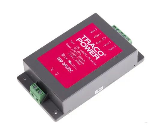 63-7654-85 TRACOPOWER 30W Triple Output Embedded Switch Mode Power Supply SMPS, 1 A, 3 A, 250 mA, 5/±12V dc Encapsulated TMP 30522C