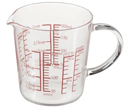 64-9711-22 Heat-Resistant Glass Measuring Cup Wide 200 mL 36 Pieces MJCW-20-R-BK