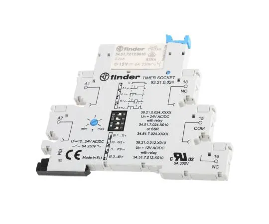 63-7660-13 Finder ON Delay, ON Pulse Multi Function Timer Relay, Screw, 0.1 s → 6 h, SPDT, 12 V ac/dc 38.21.0.012.0060