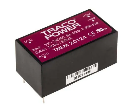 63-7725-57 TRACOPOWER 20W 1 Output Embedded Switch Mode Power Supply SMPS, 833mA, 24V dc Encapsulated TMLM 20124