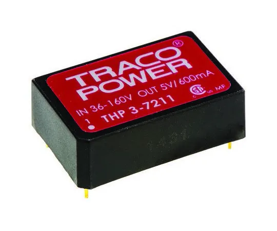 63-7658-60 TRACOPOWER THP 3 3W Isolated DC-DC Converter Through Hole, Voltage in 36 → 160 V dc, Voltage out 5V dc Medical THP 3-7211